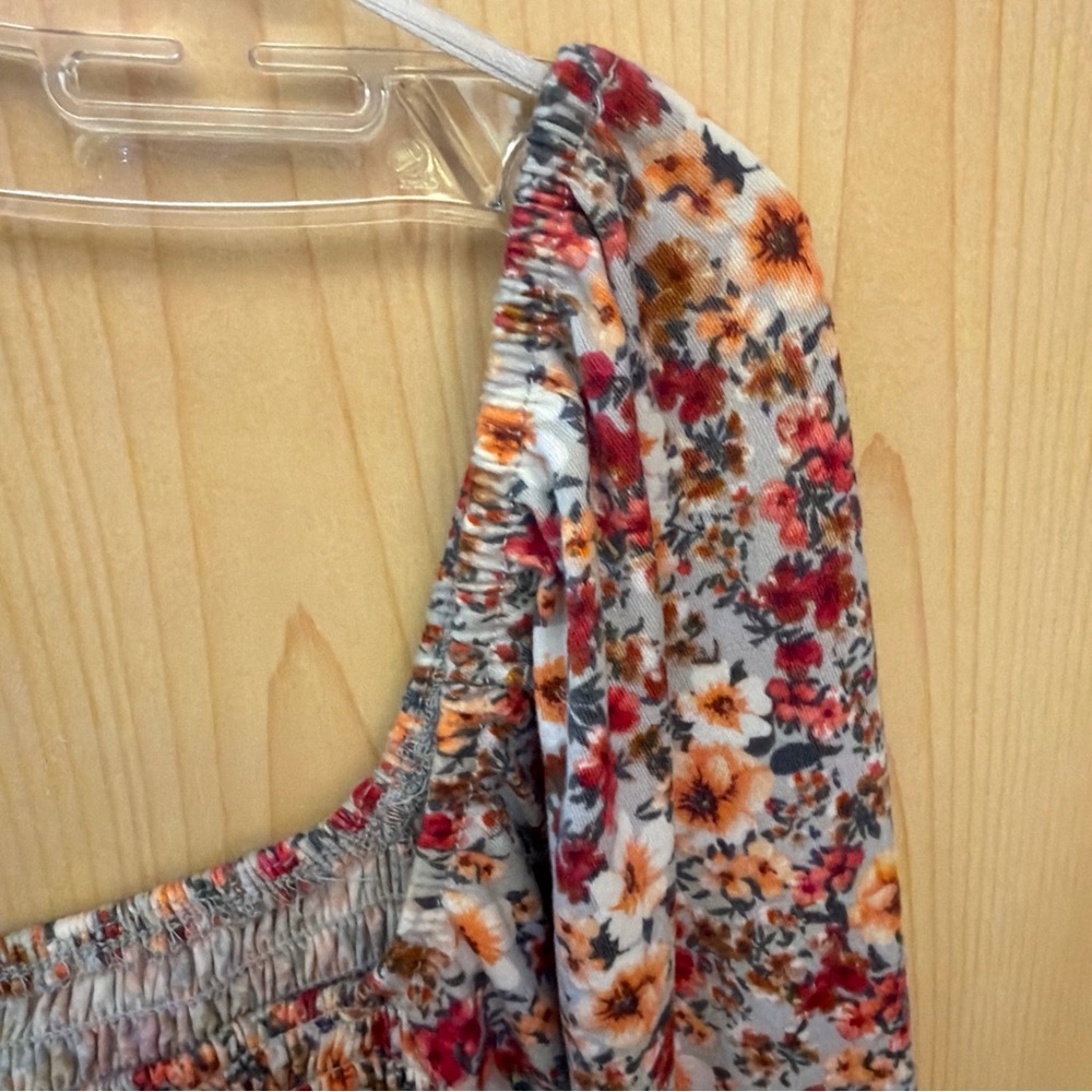 Mi Ami Chic Floral Smocked Cropped Peasant Top Cottagecore Romantic Festival M - Picture 9 of 11